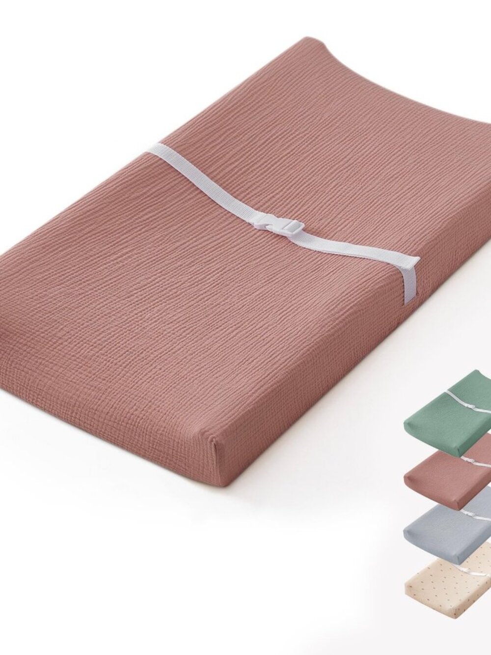 Baby Changing Pad Dusty Pink Muslin Cotton Contoured Cover